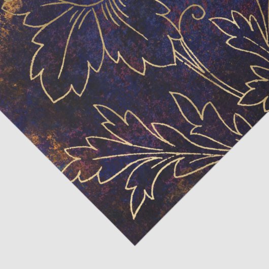 Papier Mousseline Gold Floral Grunge Damask