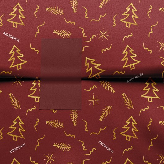 Papier Mousseline Gold Foil Noël Arbre Motif Red Holiday Party