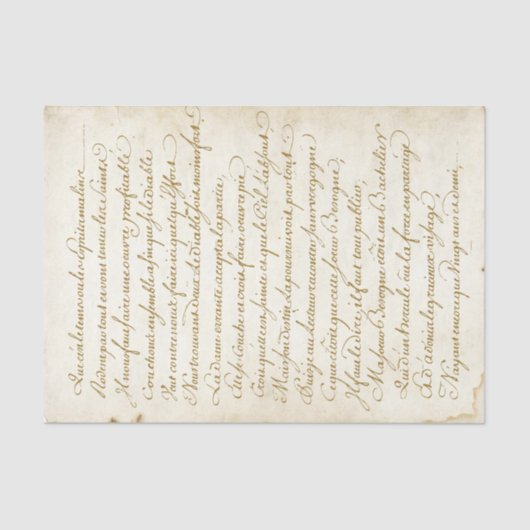 Papier Mousseline Gold French Calligraphie Parchemin de script Vinta (Recto)