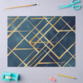 Papier Mousseline Gold Geometric Blue Design (Artisanat)