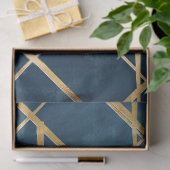 Papier Mousseline Gold Geometric Blue Design (Cadeau)
