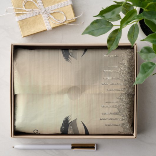 Papier Mousseline Gold Glitter Sparkle Eyelashes Monogram (Cadeau)