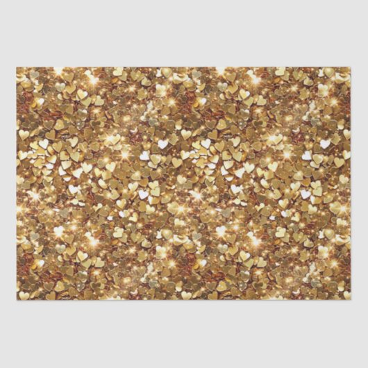 Papier Mousseline Gold Glitzy Glam Sparkle Hearts (Recto)