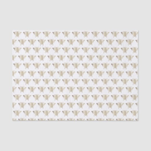 Papier Mousseline Gold Gradient Embossed style Honeybee Motif (Recto)