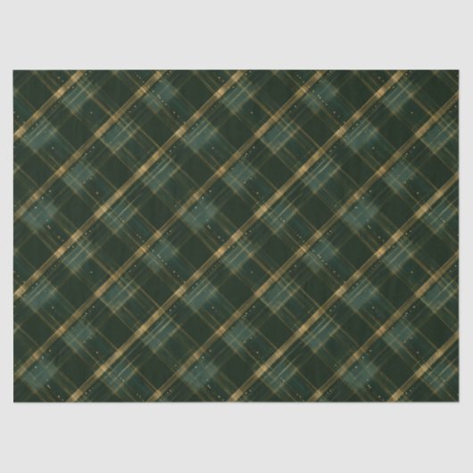 Papier Mousseline Gold Green Christmas Plaid (Recto)