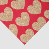 Papier Mousseline Gold Hearts On Red Background (Détail)