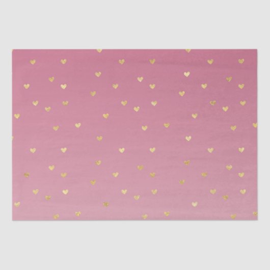 Papier Mousseline Gold Hearts Pink Ombre (Recto)