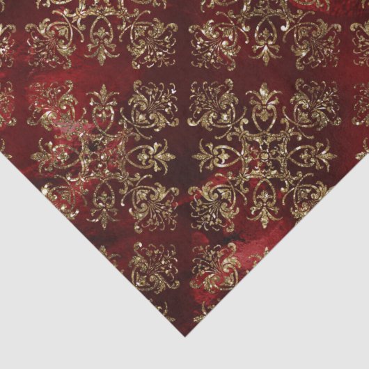 Papier Mousseline Gold Holiday Noël Métallurgique Damas Élégant (Détail)