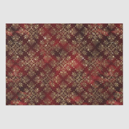 Papier Mousseline Gold Holiday Noël Métallurgique Damas Élégant (Recto)