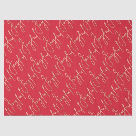 Papier Mousseline Gold JOYFUL Script on Red (Recto)