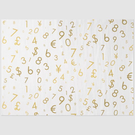 Papier Mousseline Gold Luxury Numéros & Devise Symboles Motif (Recto)