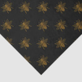 Papier Mousseline Gold Metallic Foil Bees on Black (Détail)