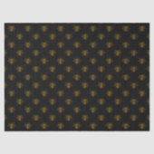 Papier Mousseline Gold Metallic Foil Bees on Black (Recto)