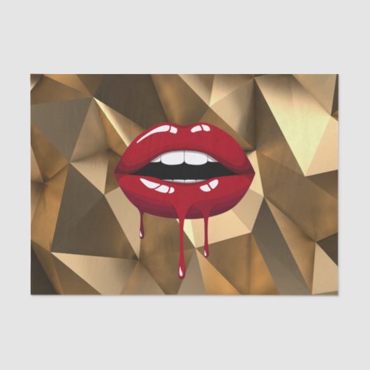Papier Mousseline Gold Party Glam Luxury Red Drips (Recto)