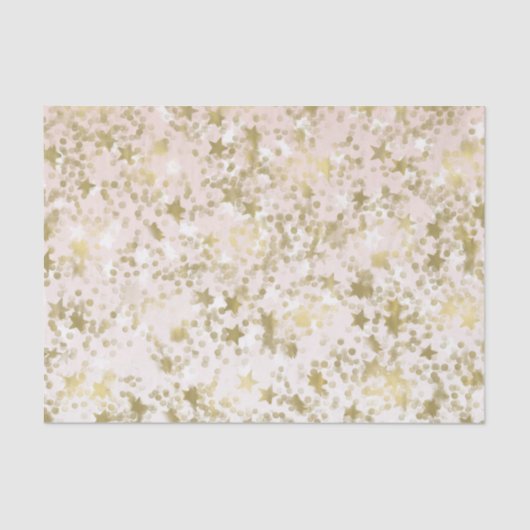 Papier Mousseline Gold Peach Stars Confetti Abstrait (Recto)