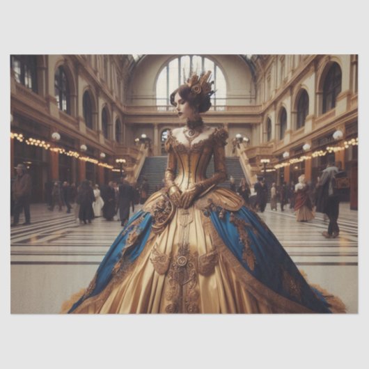 Papier Mousseline Gold Princess Steampunk Découpage victorienne (Recto)