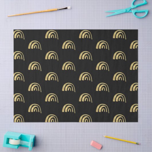 Papier Mousseline Gold Rainbow and black  (Artisanat)