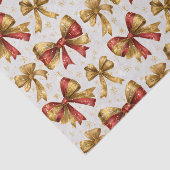 Papier Mousseline Gold Red Bows Christmas (Détail)