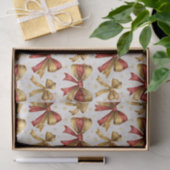 Papier Mousseline Gold Red Bows Christmas (Cadeau)