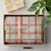 Papier Mousseline Gold Red Christmas Plaid (Cadeau)
