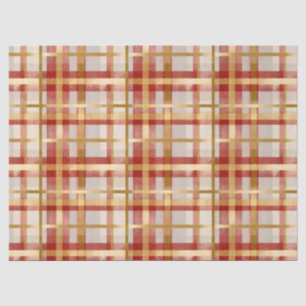 Papier Mousseline Gold Red Christmas Plaid
