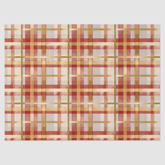 Papier Mousseline Gold Red Christmas Plaid (Recto)