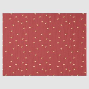 Papier Mousseline Gold Red Hearts