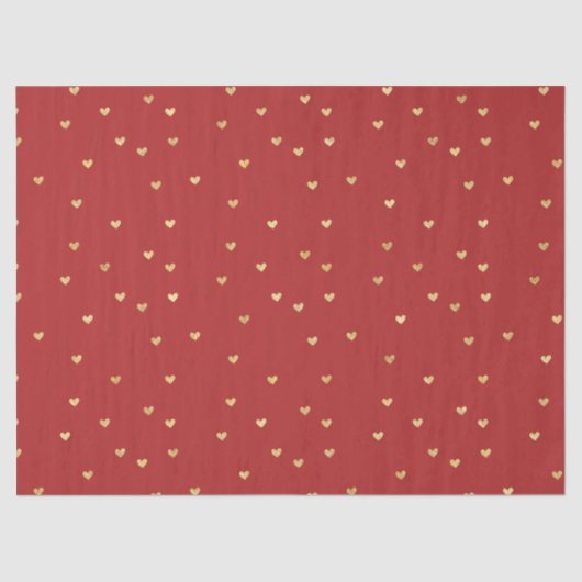 Papier Mousseline Gold Red Hearts (Recto)