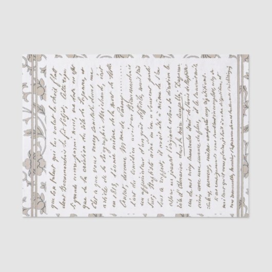 Papier Mousseline Gold Script Vintage Floral Chinoiserie (Recto)