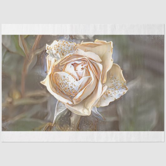 Papier Mousseline Gold Silk Unique Rose (Recto)