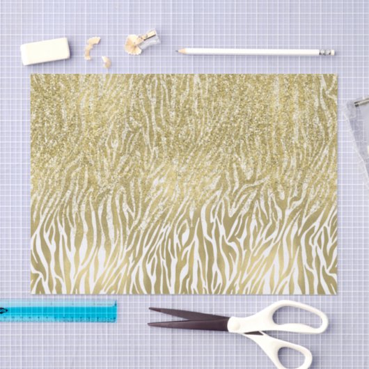 Papier Mousseline Gold Sparkle Faux Glitter Zebra (Artisanat)