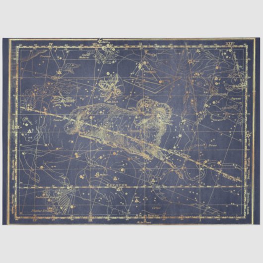 Papier Mousseline Gold Star Map Series Design 14 (Recto)