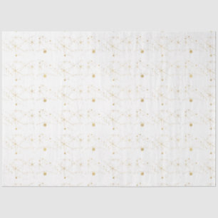 Papier Mousseline Gold Stars Corps céleste Noël blanc