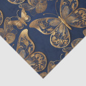 Papier Mousseline Gold sur les papillons bleus Découpage Tissu (Détail)
