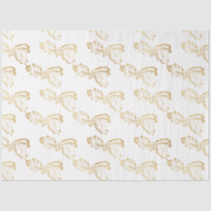 Papier Mousseline Gold Winter Feuilles Berries White Christmas