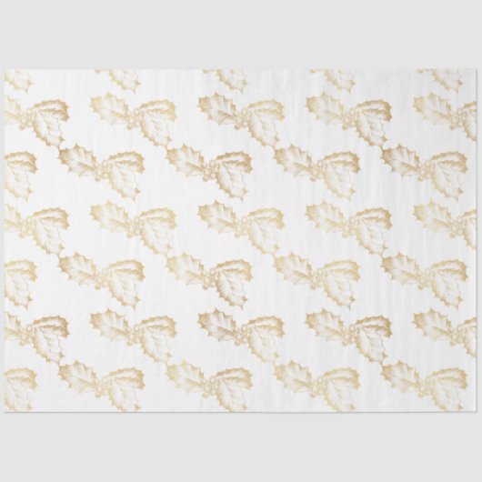 Papier Mousseline Gold Winter Feuilles Berries White Christmas (Recto)