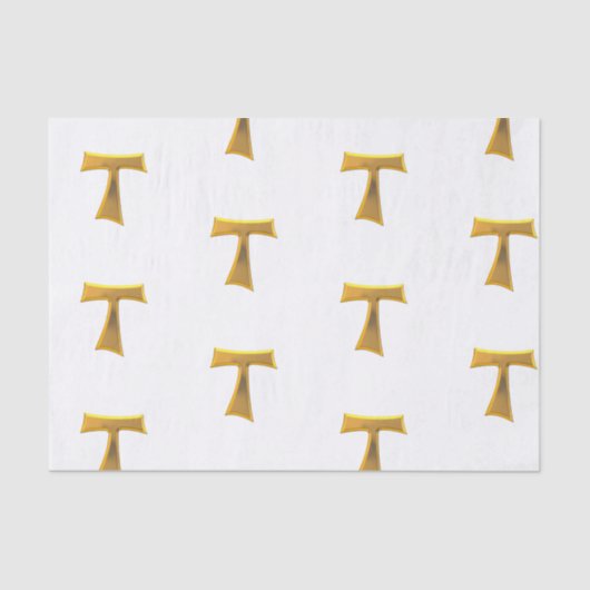 Papier Mousseline Golden 3-D Look Franciscan Tau Cross (Recto)