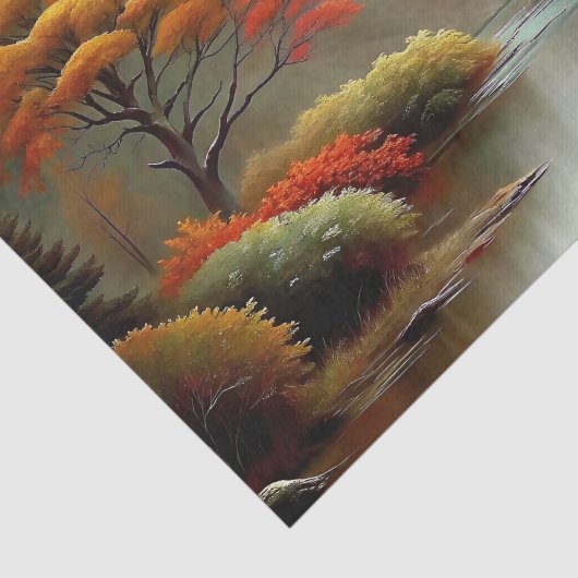 Papier Mousseline Golden Autumn River paysage découpage (Détail)