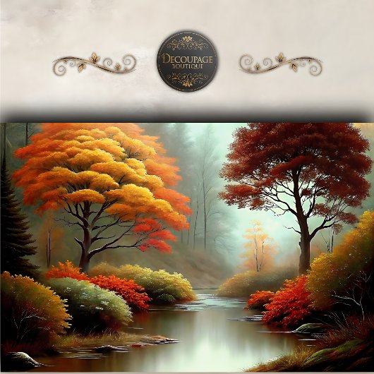 Papier Mousseline Golden Autumn River paysage découpage