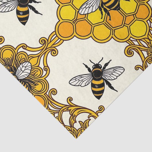 Papier Mousseline Golden Bee Honeycomb Pattern (Détail)