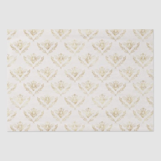 Papier Mousseline Golden Bumble Bee avec un Motif de la Couronne (Recto)