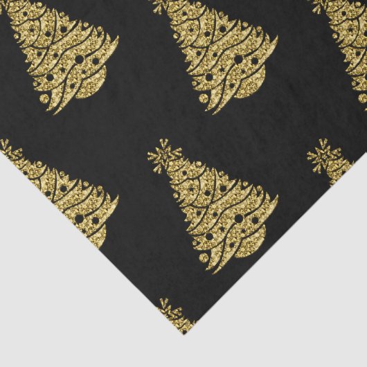 Papier Mousseline Golden Christmas Trees on Black Christmas (Détail)