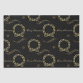 Papier Mousseline Golden Holiday Elegance Noir & Or Noël (Recto)