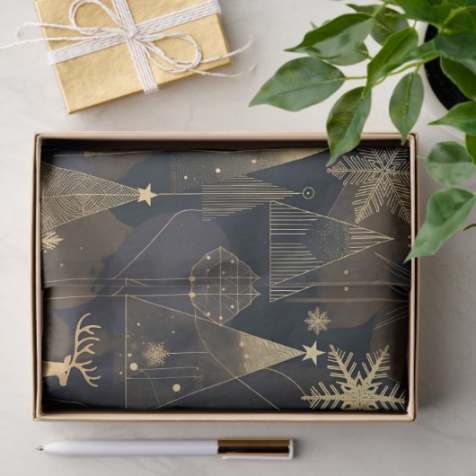 Papier Mousseline Golden Noir Christmas Forest (Cadeau)