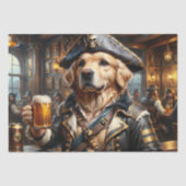 Papier Mousseline Golden Retriever Boinking Beer in Pirate's Den - (Recto)
