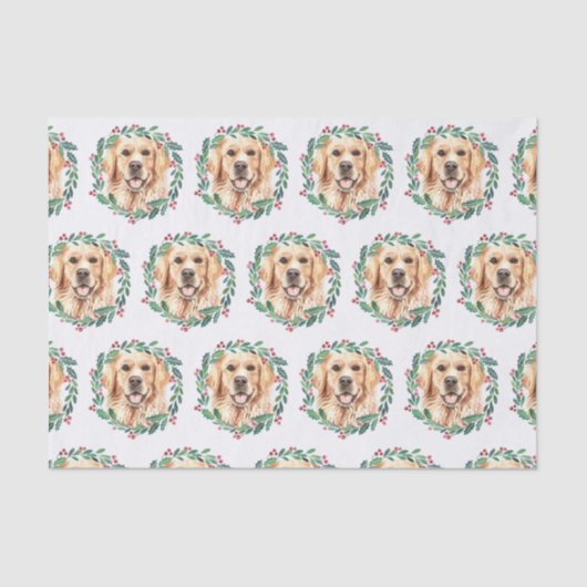 Papier Mousseline Golden Retriever Elegant Chien Noël (Recto)