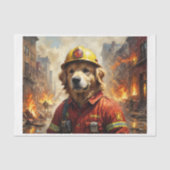 Papier Mousseline Golden Retriever en tant que Firfighter - (Recto)