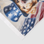 Papier Mousseline Golden Retriever en tant qu'oncle Sam avec drapeau (Détail)