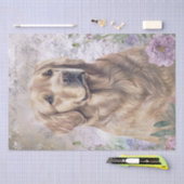 Papier Mousseline Golden Retriever Floral Chien (Artisanat)