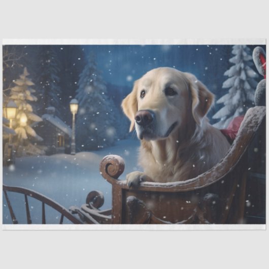 Papier Mousseline Golden Retriever in Sleigh 3 découpage papier (Recto)